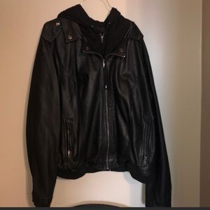Hooded leather jacket